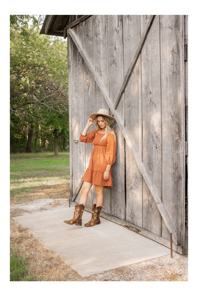 Laredo Women's Secret Garden Broad Square Toe Leather Boots - Brown 5822 3 5822_6_M  - from alligatorwarehouse.com