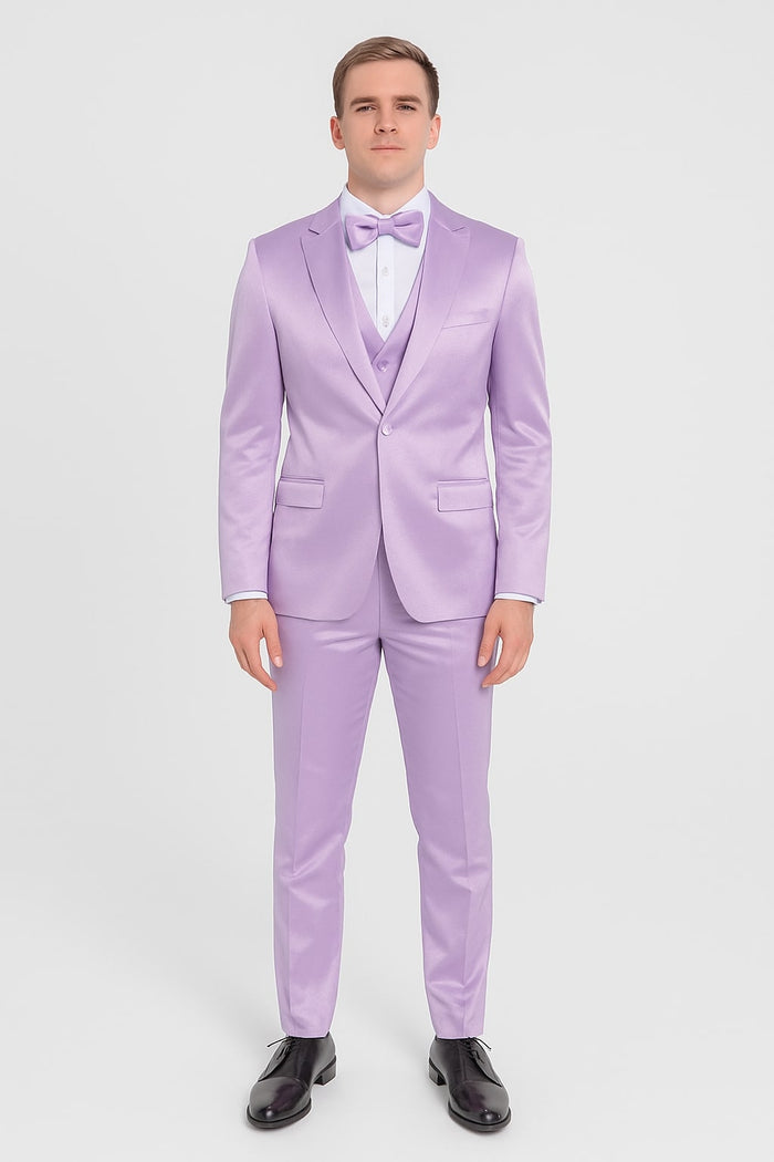 Lavender Satin Tuxedo Set – 4-Piece Statement for Weddings & Proms