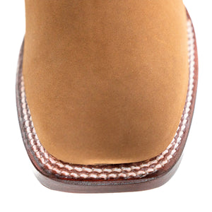Los Altos Men's Boot Wide Square Toe Nobuck Chedron Leather Sole - Nobuck Chedron