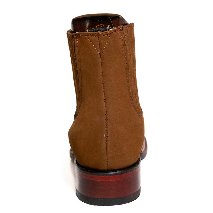 Los Altos Men's Boot Wide Square Toe Nobuck Chedron Leather Sole - Nobuck Chedron