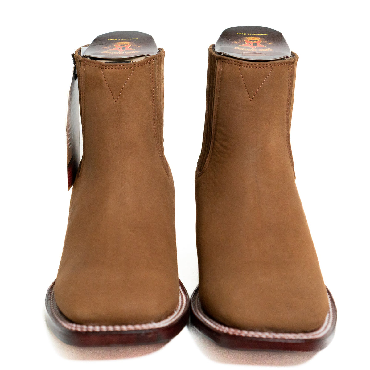 Los Altos Men's Boot Wide Square Toe Nobuck Chedron Leather Sole - Nobuck Chedron