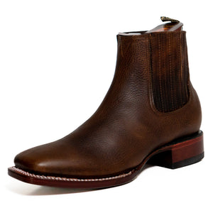 Los Altos Men's Boot Wide Square Toe Rage Walnut Leather Sole - Rage Walnut