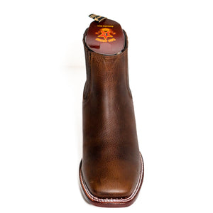 Los Altos Men's Boot Wide Square Toe Rage Walnut Leather Sole - Rage Walnut