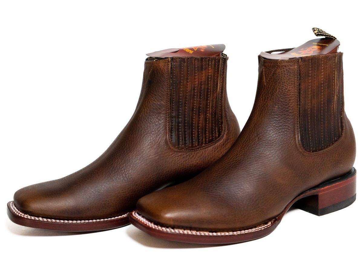 Los Altos Men's Boot Wide Square Toe Rage Walnut Leather Sole - Rage Walnut