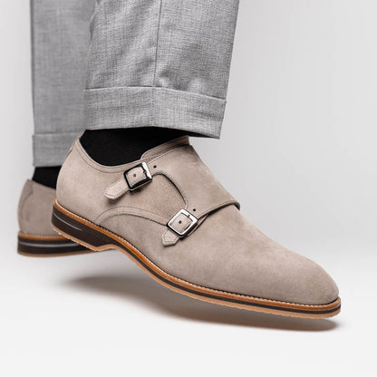 Zelli Legerra Double Monkstrap in Sand Suede Goatskin