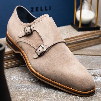 Zelli Legerra Double Monkstrap in Sand Suede Goatskin