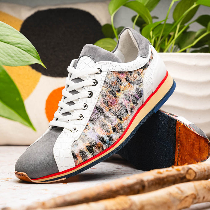Zelli Leo Sueded Italian Goatskin Sneakers Grey Multi (66-250-GRY)