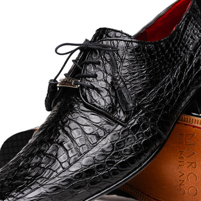 Marco Di Milano Leonardo Black Genuine Caiman Crocodile Dress Derby Oxfords 3 LEONARDO_FLANK YACAREI_BLACK_8  - from alligatorwarehouse.com