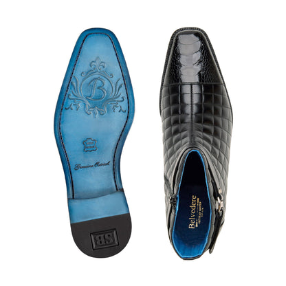 Belvedere Libero Black Genuine Ostrich Leather Shoe