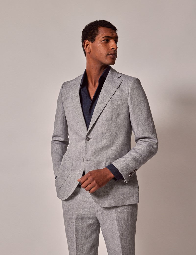 Mens Linen Suit For Beach Wedding - Summer Suit in Light Grey