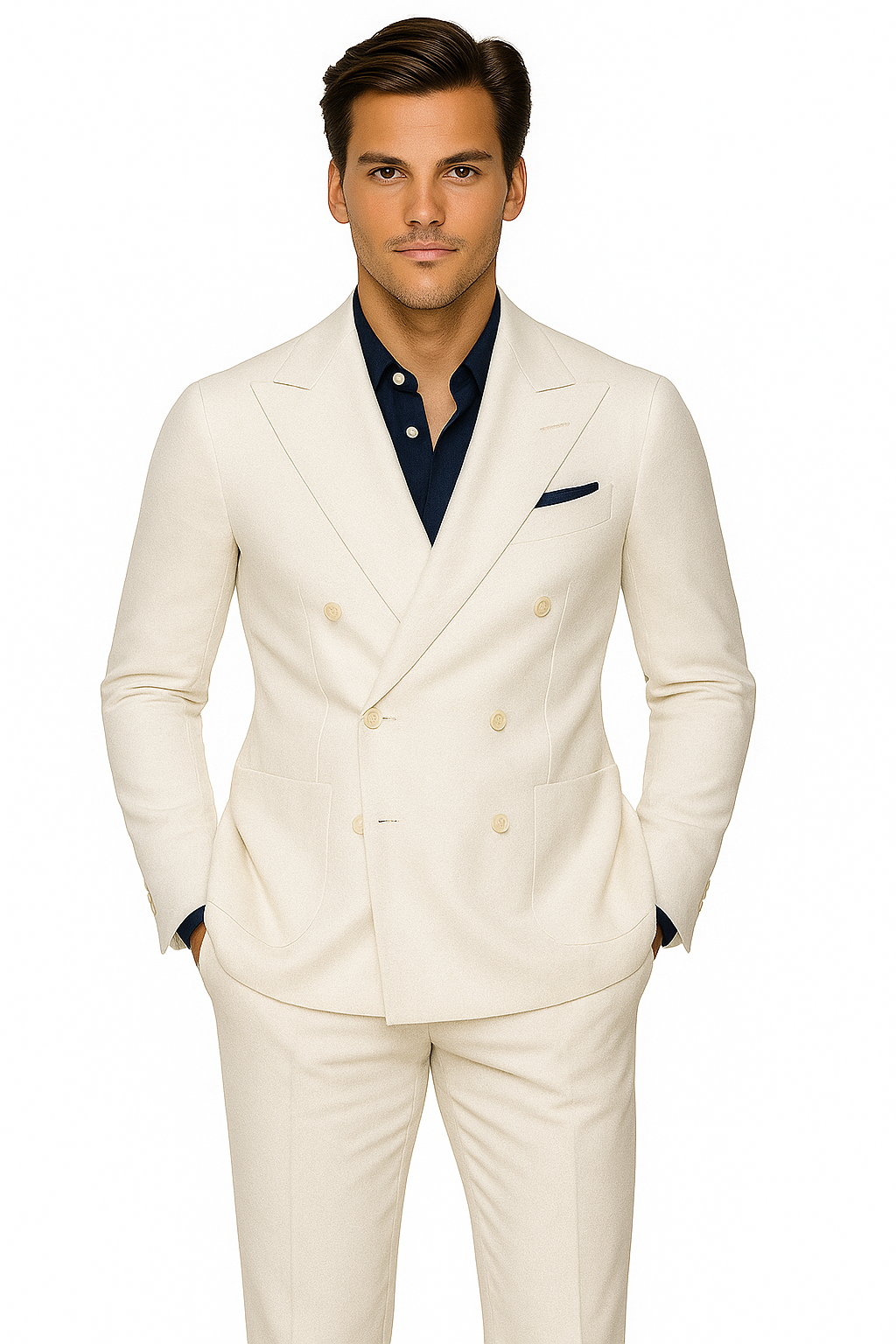 Linen Suit - Mens Summer Suits in White - Beach  Wedding 4 Button
