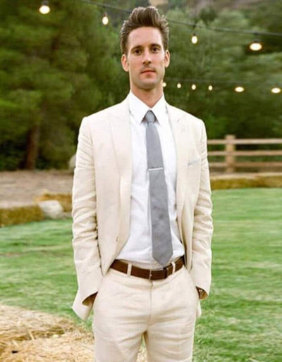 Linen Suit - Mens Summer Suits Ivory Cream Off White  Color - Beach Wedding 1 NE-6009  - from alligatorwarehouse.com