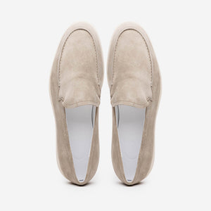Zelli Livorno Sueded Italian Goatskin Casual Slip-On Loafer in Bone