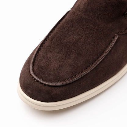 Zelli Livorno Sueded Italian Goatskin Slip-On Loafers in Brown