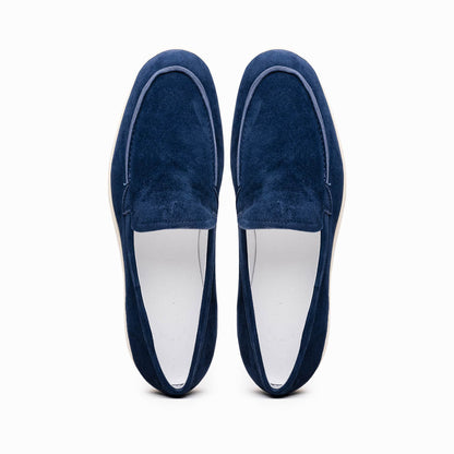 Zelli Livorno Sueded Italian Goatskin Slip-On Loafer in Navy