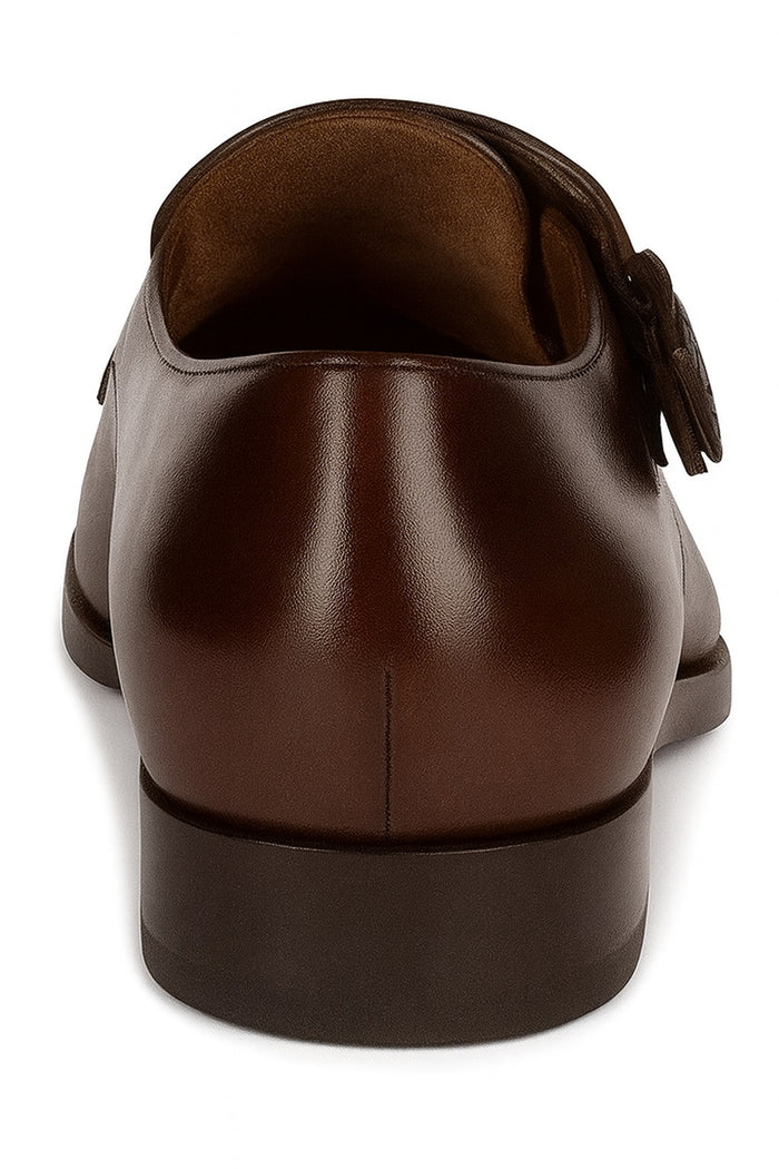 Lombardy Men’s Caiman Belly and Calfskin Monkstrap Dress Shoes, Black and Brown Exotic Formal Shoes