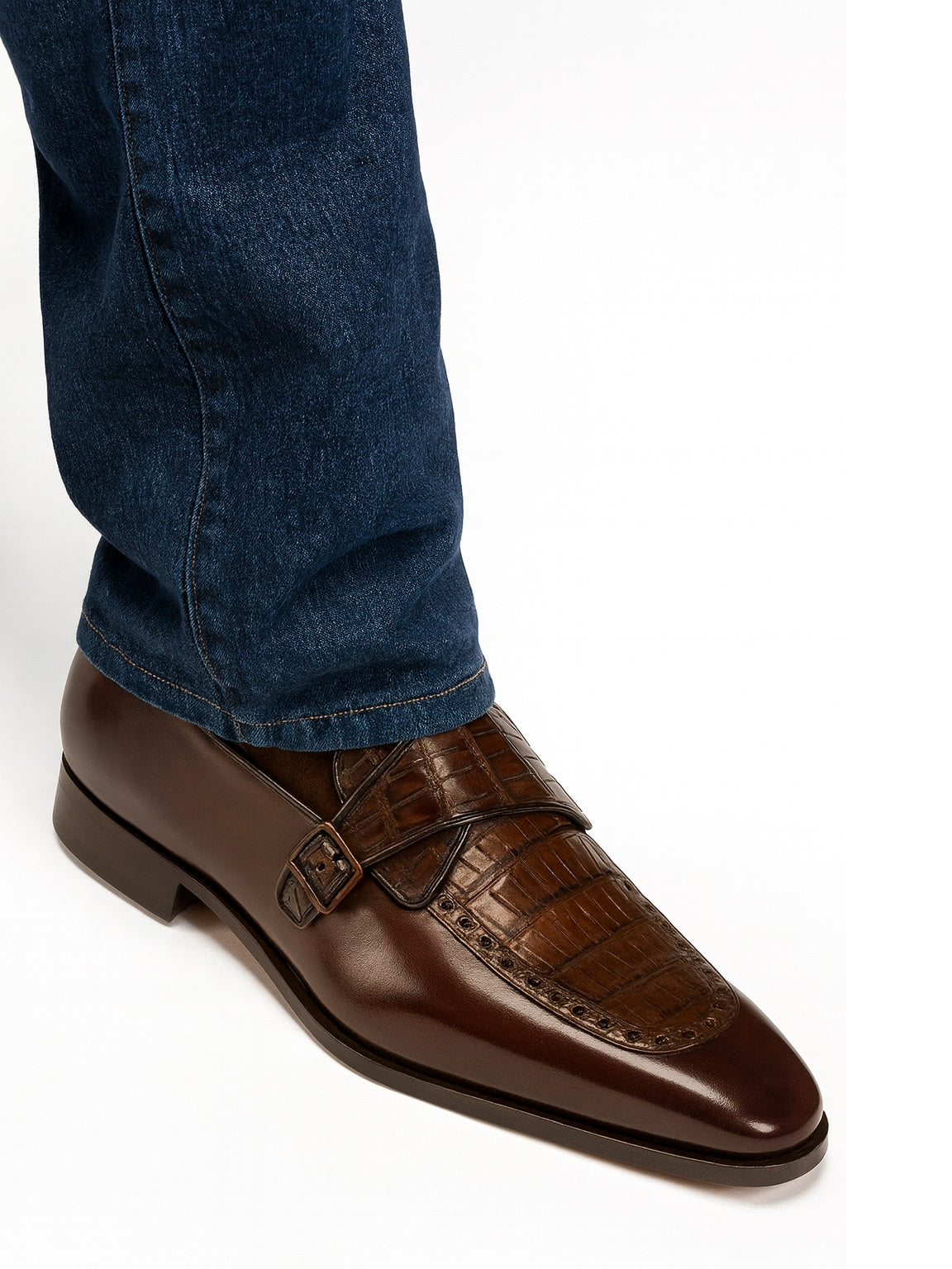Lombardy Caiman Belly & Calfskin Monkstrap Dress Shoe