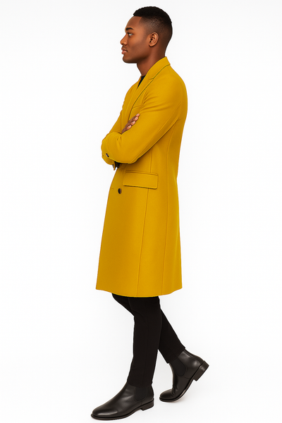 Men's Gold 44Inch Long Double Breasted Overcoat Winter Men's Topcoat Sale 4   - from alligatorwarehouse.com