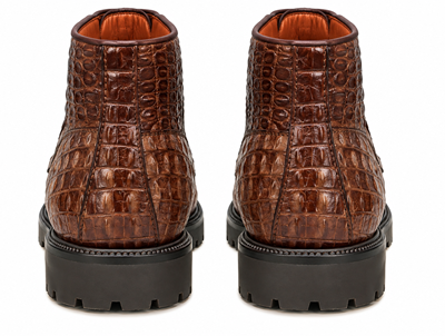 Los Altos All-Over Crocodile Lace Up Ankle Boots