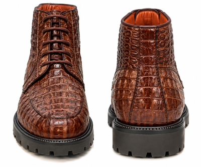 Los Altos All-Over Crocodile Lace Up Ankle Boots