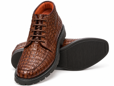 Los Altos All-Over Crocodile Lace Up Ankle Boots