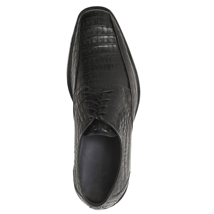 Men’s Los Altos Black Crocodile Bike Toe Dress Shoes, Exotic Formal Lace Up Shoes