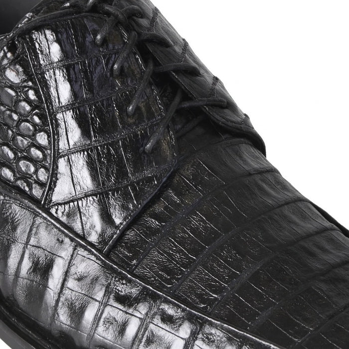 Men’s Los Altos Black Crocodile Bike Toe Dress Shoes, Exotic Formal Lace Up Shoes