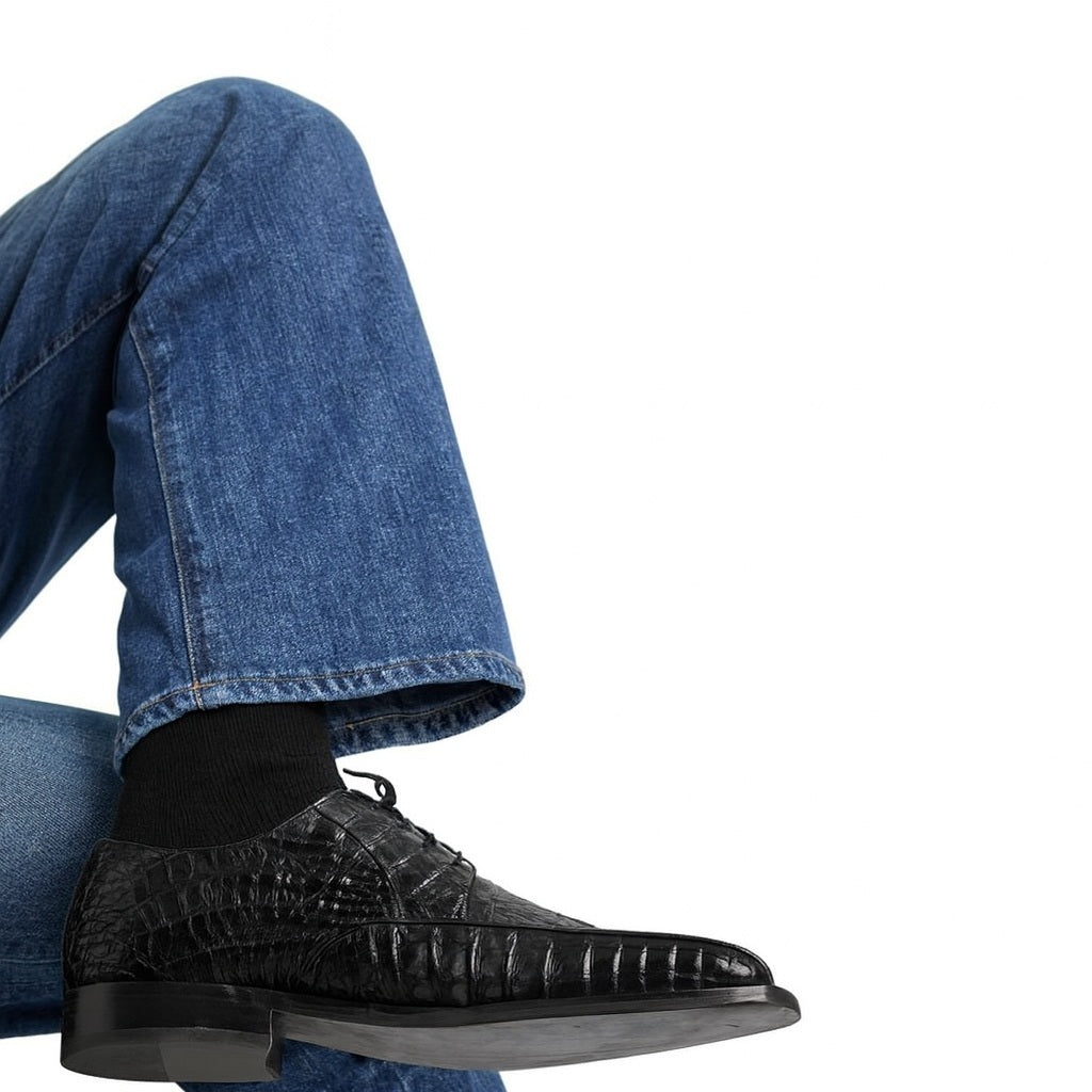 Los Altos Black Crocodile Bike Toe Shoes