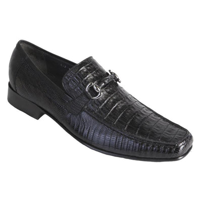 Los Altos  Black Crocodile Lizard Metal Bit Loafers 1   - from alligatorwarehouse.com