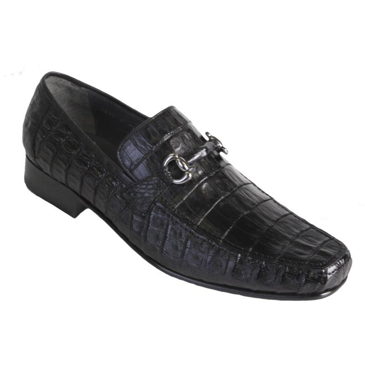 Los Altos  Black Crocodile Metal Bit Loafers