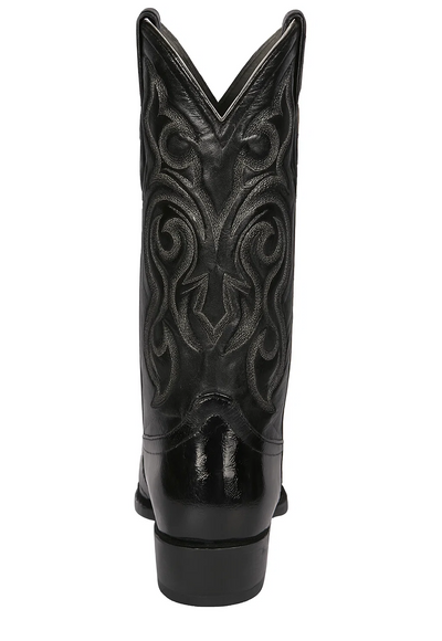 Los Altos Boots - Mens Dress Cowboy Boot - Low Priced Black Eel Skin R-Toe Western Boots- in Black 3   - from alligatorwarehouse.com