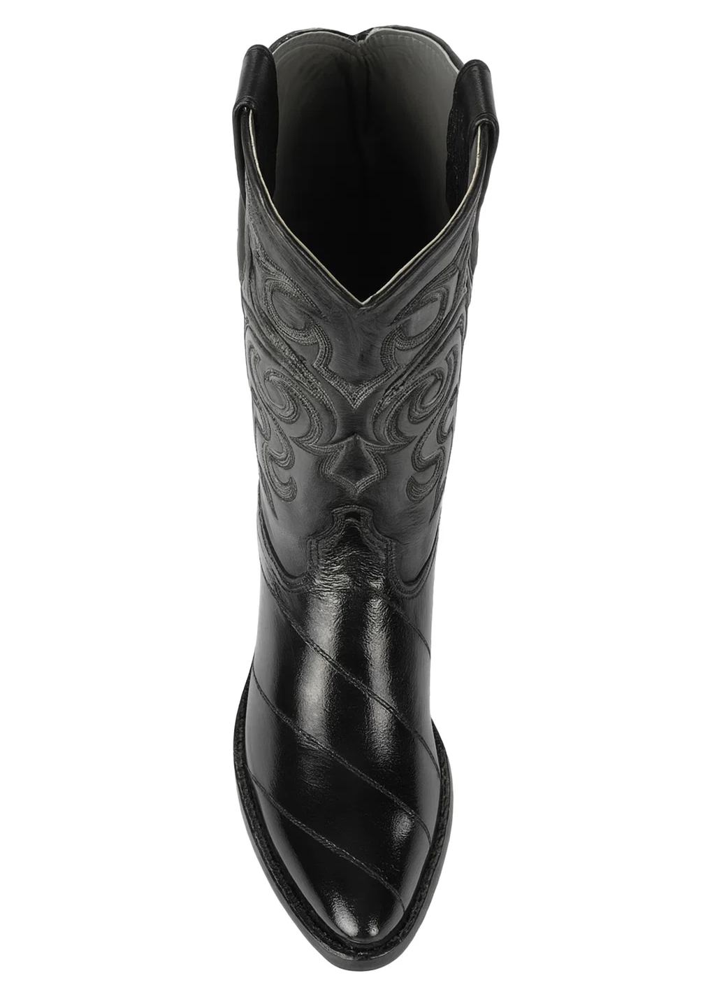 Los Altos Boots - Mens Dress Cowboy Boot - Low Priced Black Eel Skin R-Toe Western Boots- in Black