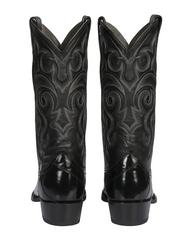 Los Altos Boots - Mens Dress Cowboy Boot - Low Priced Black Eel Skin R-Toe Western Boots- in Black