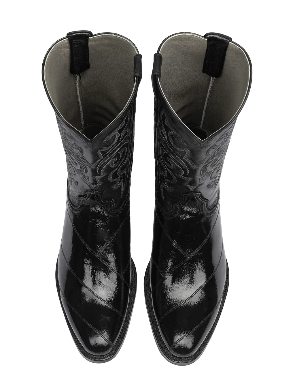 Los Altos Boots - Mens Dress Cowboy Boot - Low Priced Black Eel Skin R-Toe Western Boots- in Black