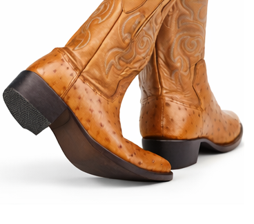 J Toe Cowboy Boots - J Toe Western Boots - Los Altos Boots - Mens Dress Cowboy Boot - Low Priced Tan Honey Color Ostrich Cowboy Boots J-Toe - in Tan Honey Color