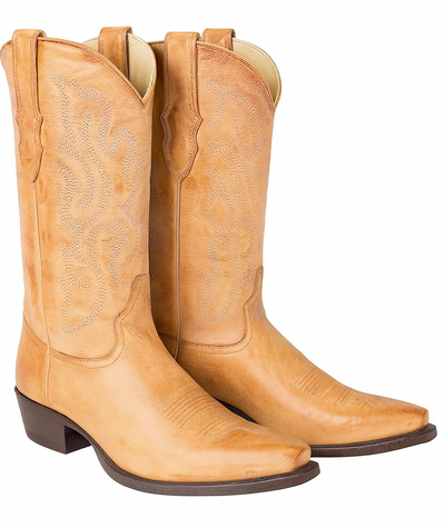 Los Altos Boots - Mens Dress Cowboy Boot - Low Priced Vintage Snip Toe Western Boots - in Honey 5   - from alligatorwarehouse.com