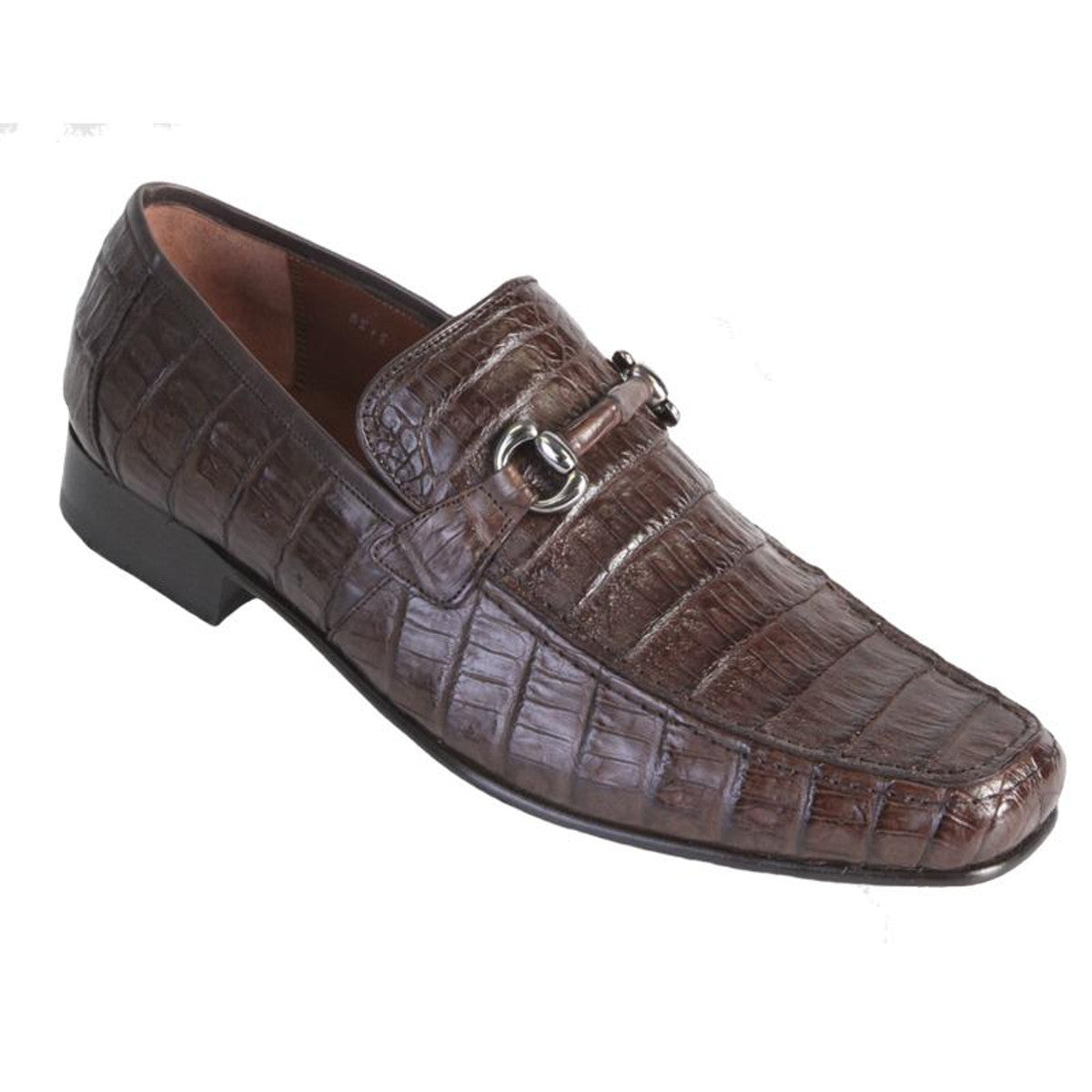 Los Altos Brown Crocodile Metal Bit Loafers