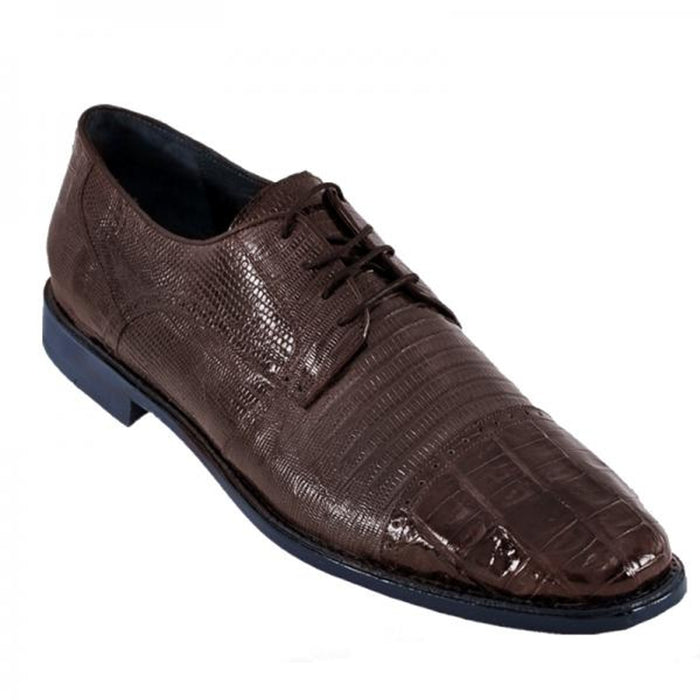 Men’s Los Altos Brown Lizard Crocodile Cap Toe Shoes, Exotic Lace-Up Dress Shoes