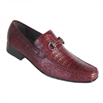 Los Altos Burgundy  Crocodile Metal Bit Loafers 1   - from alligatorwarehouse.com