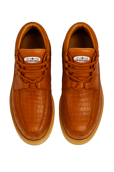 Los Altos Casual Cognac Full Caiman Skin Sneakers 6   - from alligatorwarehouse.com