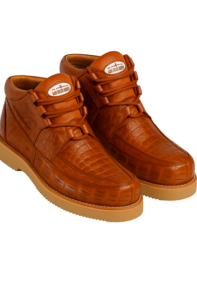 Los Altos Casual Cognac Full Caiman Skin Sneakers 8   - from alligatorwarehouse.com