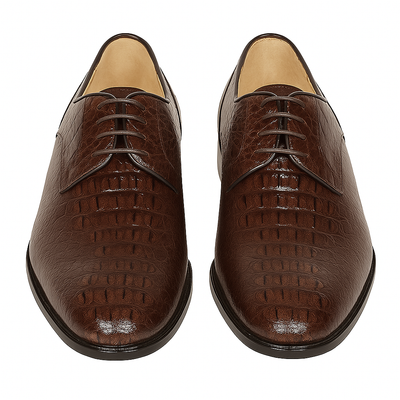 Los Altos Caiman Hornback Plain Toe Brown Shoes 3   - from alligatorwarehouse.com