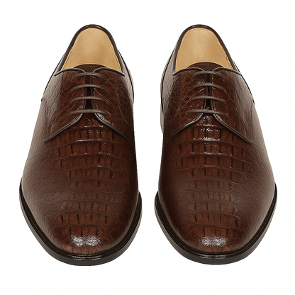 Los Altos Caiman Hornback Plain Toe Brown Shoes