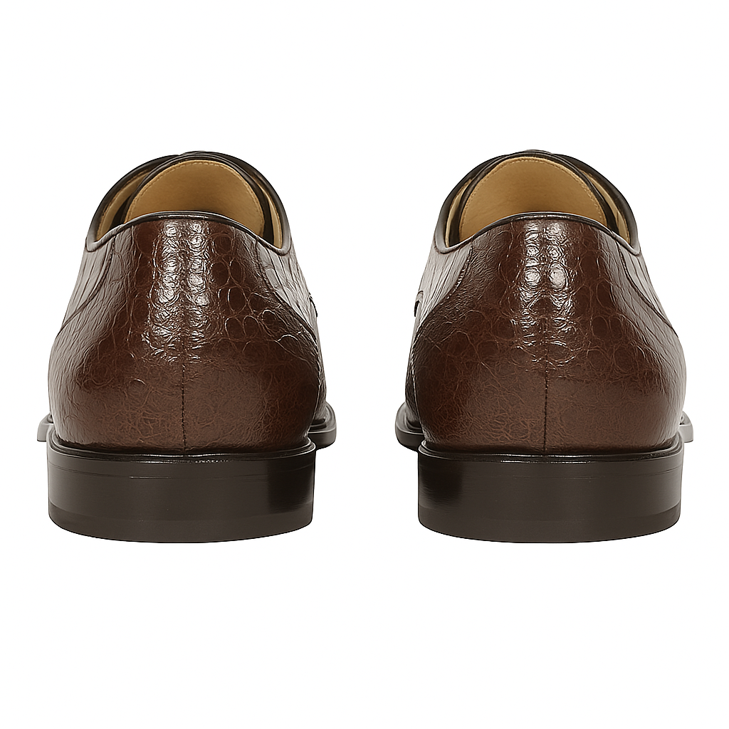 Los Altos Caiman Hornback Plain Toe Brown Shoes