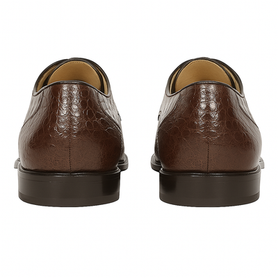 Los Altos Caiman Hornback Plain Toe Brown Shoes 2   - from alligatorwarehouse.com