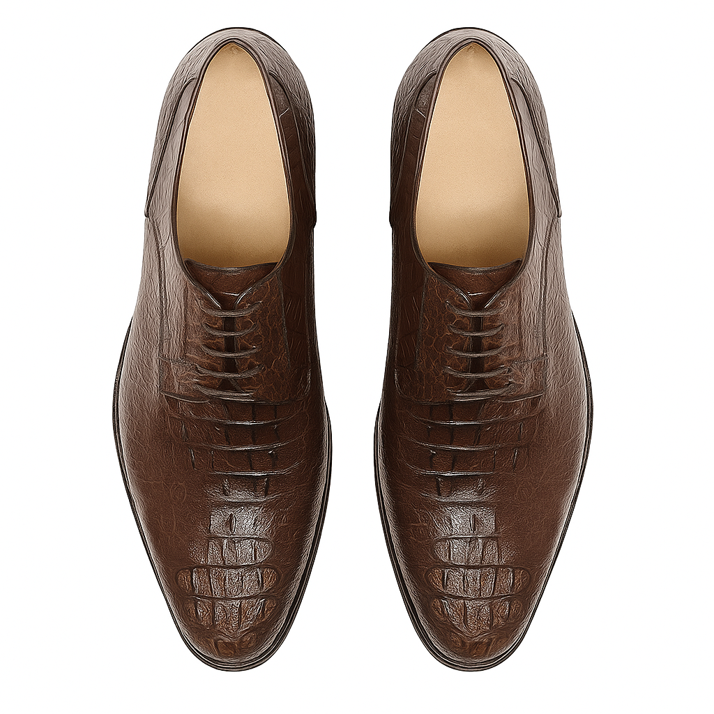 Los Altos Caiman Hornback Plain Toe Brown Shoes