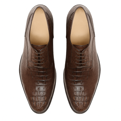 Los Altos Caiman Hornback Plain Toe Brown Shoes