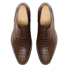 Los Altos Caiman Hornback Plain Toe Brown Shoes