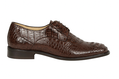 Los Altos Caiman Hornback Plain Toe Brown Shoes 8   - from alligatorwarehouse.com