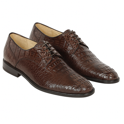 Los Altos Caiman Hornback Plain Toe Brown Shoes 1   - from alligatorwarehouse.com